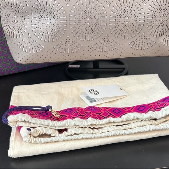 Tory Burch Taupe Perforated Shoulder Bag - Picture 2 of 14